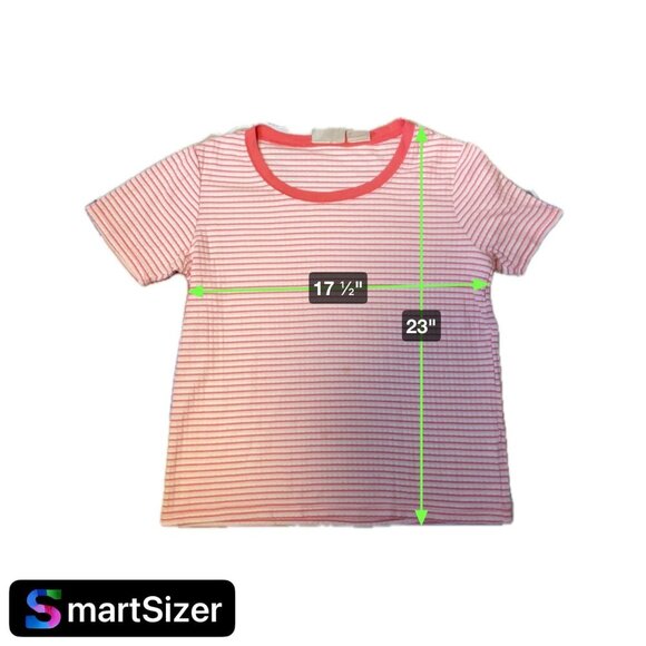 Basic Editions Pink Check Pattern Short Sleeve Scoop Neck Top SZ Medium - Picture 6 of 6